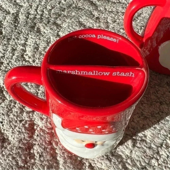2 MUGS Santa Clause Christmas Marshmallow Hot Coco Mugs 2 Set of Two Mugs Cups - Picture 6 of 11